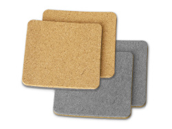 Набор костеров из пробки с фетром «Grit», Цвет бежевый, серый