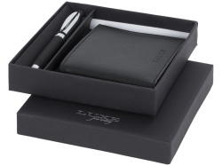 Подарочный набор: ручка шариковая, портмоне, Цвет черный