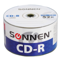 Диски CD-R SONNEN 700 Mb 52x Bulk (термоусадка без шпиля), КОМПЛЕКТ 50 шт., 512571