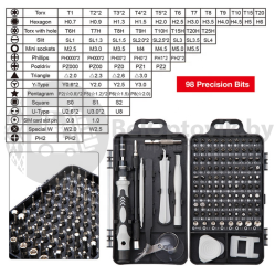 Набор инструментов для ремонта электроники 114 в 1 в кейсе (отвертка со сменными битами с гибким удл