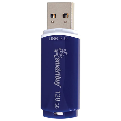 Флеш-диск 128 GB, SMARTBUY Crown, USB 3.0, синий, SB128GBCRW-Bl