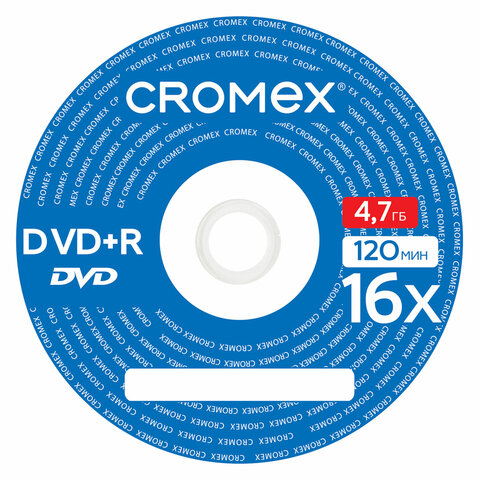 Диски DVD+R (плюс) CROMEX, 4,7 Gb, 16x, Cake Box (упаковка на шпиле), КОМПЛЕКТ 25 шт., 513777