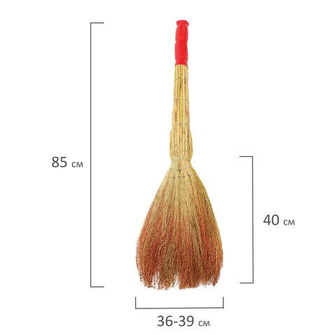 Веник сорго 6-ти ЛУЧЕВОЙ, утяжка проволокой, ЛЮБАША ЛЮКС, ручка в пленке, длина 85 см, 609580