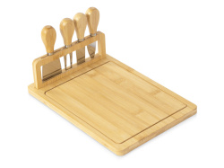 Набор для сыра из бамбука со съемной подставкой «Camembert», Цвет натуральный/серебристый