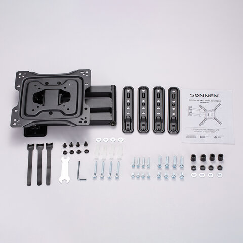 Кронштейн-крепление для ТВ настенный, до 35 кг. VESA 75х75-400х400, 32"-55", черный, SONNEN, 455946