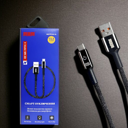Кабель USB MRM MR32t USB Type-C, длина 1000мм, ток 3.1А, черный / Умная зарядка и инновационная защита