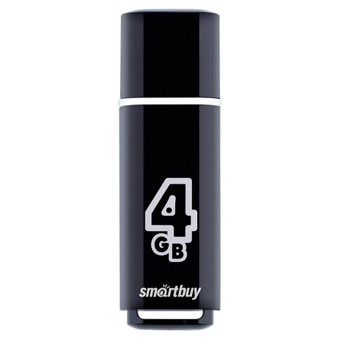 Флеш-диск 4 GB, SMARTBUY Glossy, USB 2.0, черный, SB4GBGS-K
