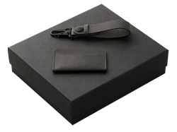 Подарочный набор Long River: картхолдер, ремешок для ключей, Размер Без лого, Цвет черный