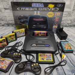 Игровая приставка 16 bit Sega Mega Drive 2 (Сега Мегадрайв) 5 встроенных игр, 2 джойстика