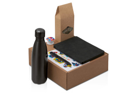 Набор «Teanote» с термобутылкой, блокнотом, ручкой и чаем, Цвет черный