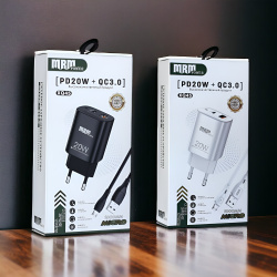 Сетевое зарядное устройство MRM XQ45 PD20W + QC3.0 5V/3.1A, 1USB, с кабелем Type-C 1м, черный и белый цвет