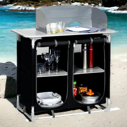 Складной туристический стол для кемпинга, черно-серый / Походная кухня