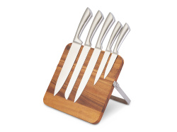 Набор ножей на магнитной подставке «Терон», Цвет натуральный/серебристый
