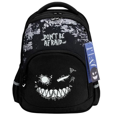 Рюкзак BRAUBERG SOFT, 2 отделения, 3 кармана, "Don't be afraid", СВЕТЯЩИЙСЯ, 40х31х15 см, 271364