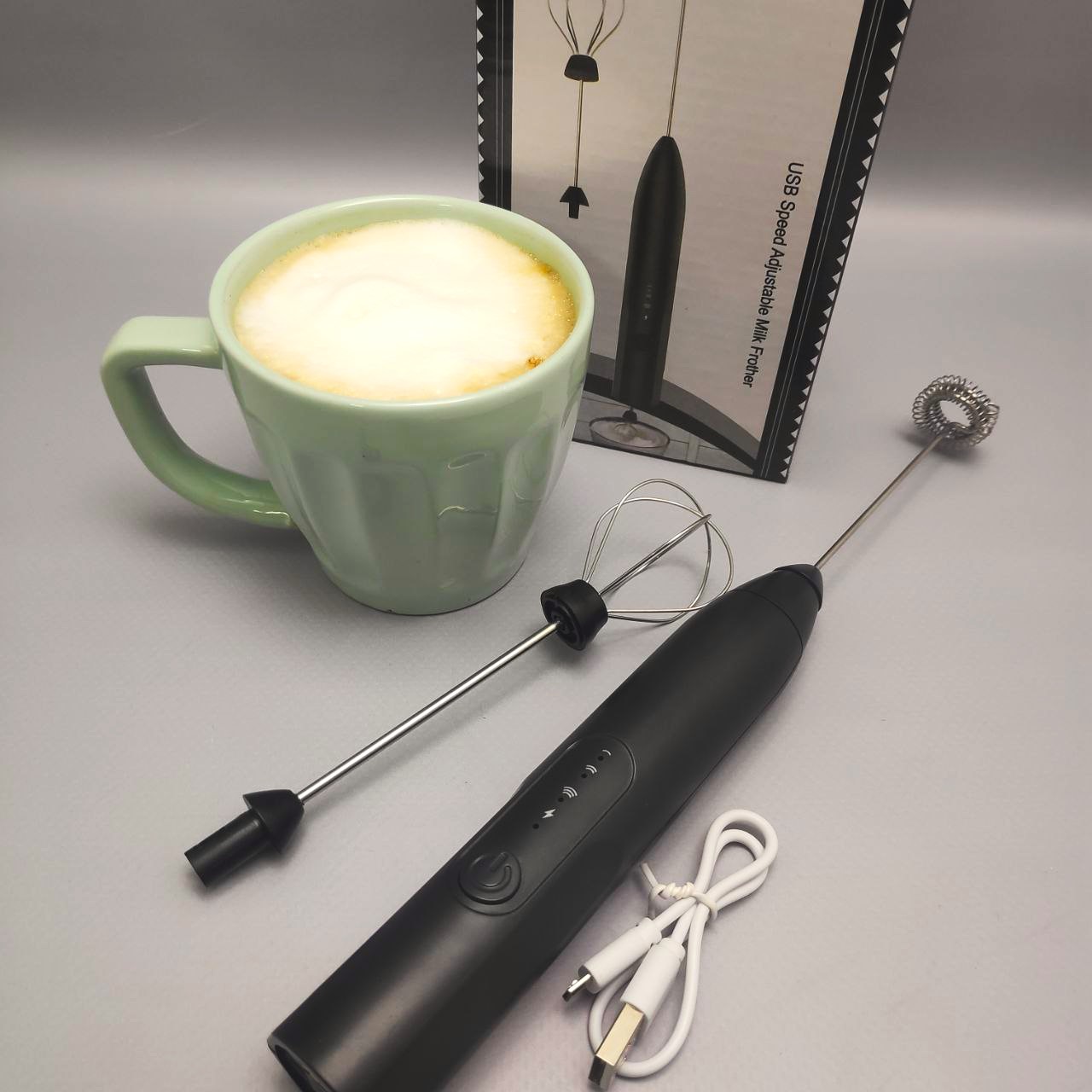 Капучинатор электрический USB Speed Adjustable Milk Frother *3 режима  скорости, 2 насадки) (арт: TDA-4773) от 252 ₽ рублей оптом в Москве