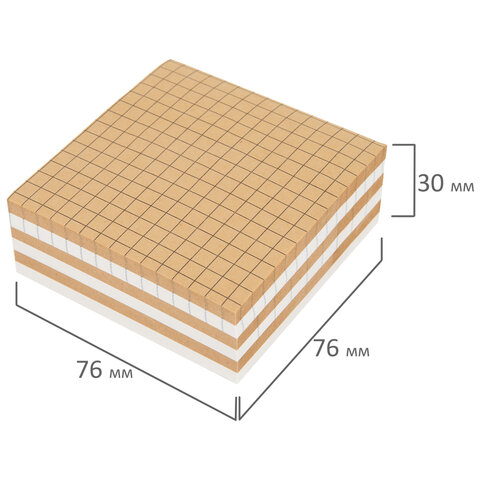 Блок самоклеящийся крафтовый (стикеры) BRAUBERG, MULTI KRAFT 76х76 мм, 300 листов, 115209