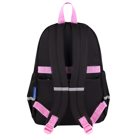 Рюкзак BRAUBERG PASTEL с термонашивками в комплекте, "Black kitty", черный, 40х29х14 см, 273128