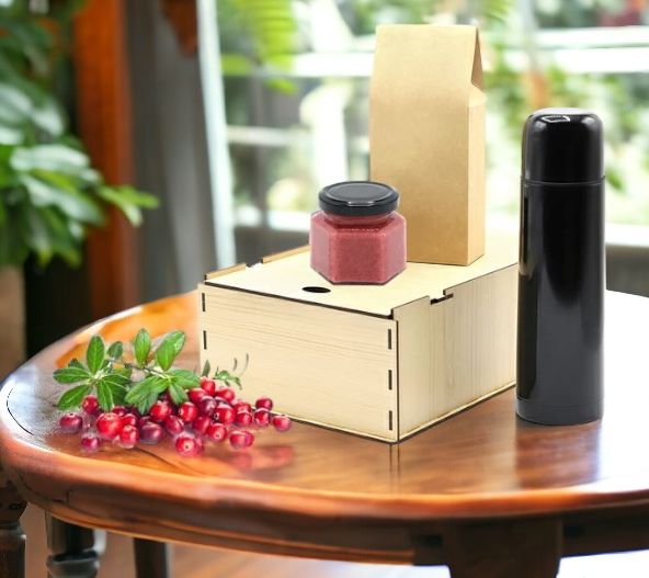 Подарочный набор Rich / Набор из термоса Picnic Bright, баночки мёда и зелёного чая в подарочной коробке
