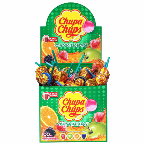 Карамель CHUPA CHUPS (Чупа-Чупс) фруктовая с соком + кола, 12 г, 61888