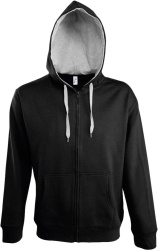 Толстовка мужская на молнии Soul Men 290 с контрастным капюшоном, черная, S–3XL