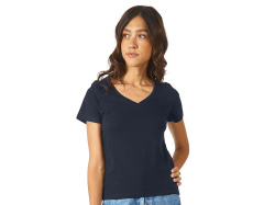 Футболка "Heavy Super Club" женская с V-образным вырезом, Размер S, Цвет темно-синий