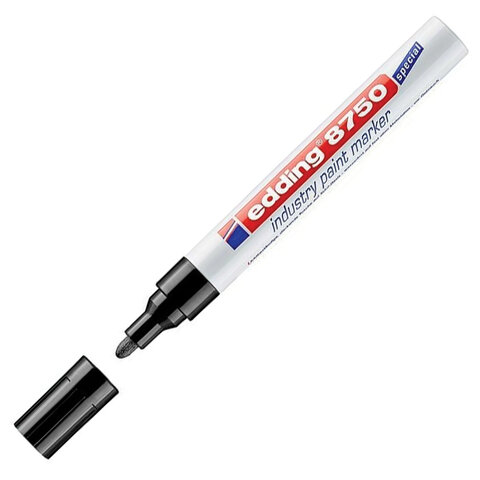 Маркер-краска лаковый (paint marker) EDDING 8750, ЧЕРНЫЙ, 2-4 мм, круглый наконечник, алюминиевый корпус, E-8750/1