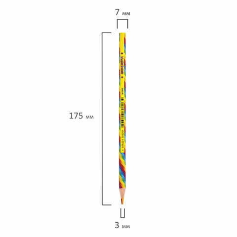 Карандаш с многоцветным грифелем ЮНЛАНДИЯ MAGIC, 1 шт., цвета ассорти, туба, круглый, грифель 3 мм, натуральное дерево, 181788