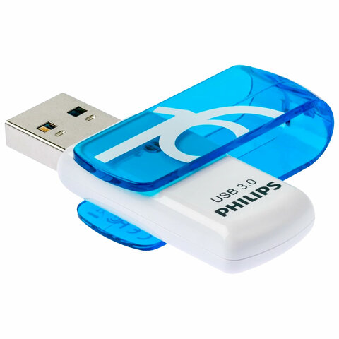 Флеш-диск 16 GB PHILIPS VIVID, разъем USB 3.0, синий, FM16FD00B/97