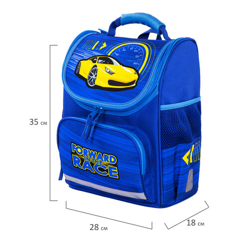 Ранец ПИФАГОР BASIC, с эргономичной спинкой, "Racing car", 35х28х18 см, 270689
