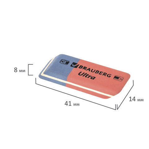 Ластики BRAUBERG "Ultra Mix" 9 шт., размер ластика 41х14х8 мм/29х18х8 мм, натуральный каучук, 229604