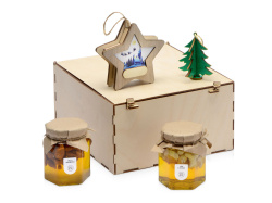 Подарочный набор «Decoration Deluxe» с двумя видами меда, Цвет натуральный, зеленый, голубой
