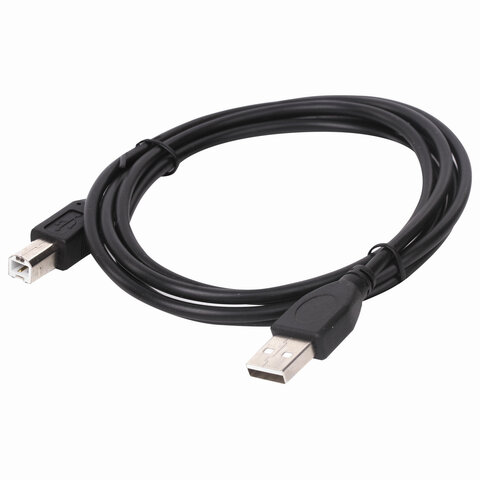 Кабель USB2.0 AM-BM, 1,5 м, SONNEN, медь, для подключения периферийных устройств - принтеров, сканеров, МФУ, плоттеров, черный, 513118