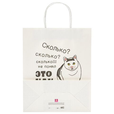 Пакет подарочный (1 штука) 26х13х32 см (L) "Сколько?", крафт, ЗОЛОТАЯ СКАЗКА, 700856