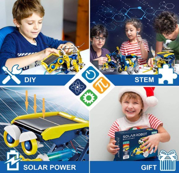 Конструктор New Solar Robot Build And Learn stem 11 в 1 на солнечной батарее, 8+