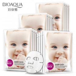 Тканевая освежающая маска для упругости кожи с коллагеном BioAqua Baby Skin "Soft White Moisturizing