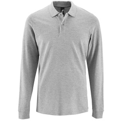 Рубашка поло мужская с длинным рукавом Perfect LSL Men, серый меланж, S–3XL