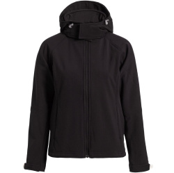 Куртка женская Hooded Softshell черная, S–XL