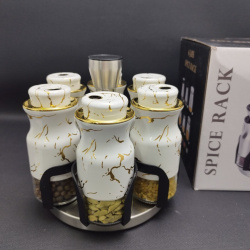Набор для специй на вращающейся подставке Spice Rack Elite 6 предметов / Органайзер на кухню / Набор емкостей для хранения приправ