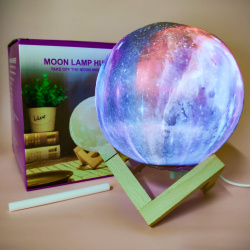 Увлажнитель (аромадиффузор) воздуха Moon Lamp Humidifier с функцией ночника, 1500ml, USB Фиолетовая 