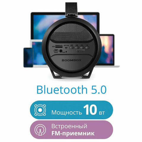 Колонка портативная DEFENDER G24, 1.0, 10 Вт, Bluetooth, FM-тюнер, microSD, чёрная, 65124