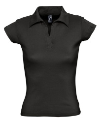 Рубашка поло женская без пуговиц Pretty 220, черная, S–XL