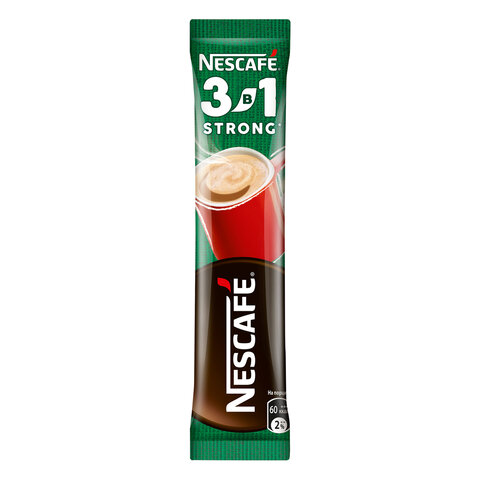 Кофе растворимый порционный NESCAFE "3 в 1 Крепкий", КОМПЛЕКТ 20 пакетиков по 14,5 г, 12460873