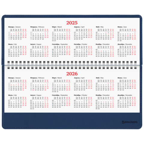 Планинг датированный 2025 305х140 мм BRAUBERG "Up", под кожу, синий, 115704