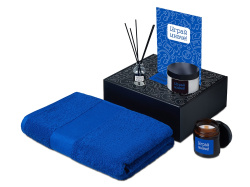 Подарочный набор «Re:y. Care» с полотенцем, солью для ванны и диффузором, Цвет синий