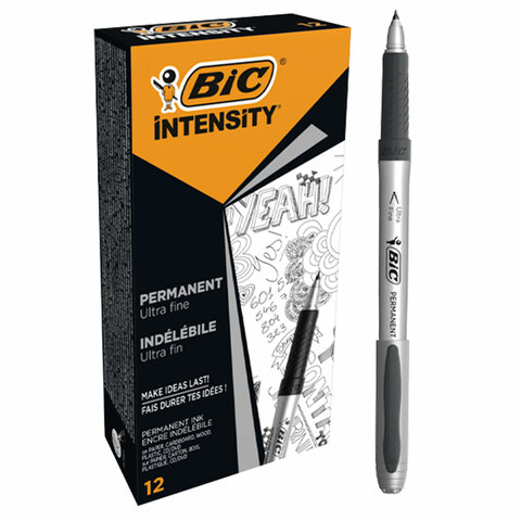 Маркер перманентный BIC "Intensity Ultra Fine", ЧЕРНЫЙ, тонкий наконечник 0,8 мм, 8290801