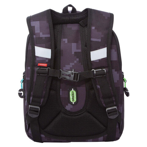 Ранец GRIZZLY анатомическая спинка, с бейджем, для мальчиков, "CUBES", 36х29х18 см, RAf-593-5/1