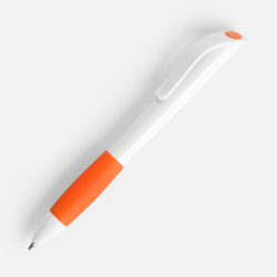 Ручка шариковая Grip, белая с оранжевым, 13,2х1,1 см
