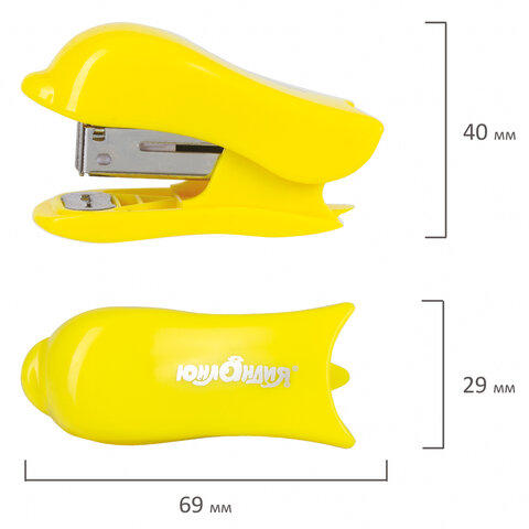 Степлер №24/6, 26/6 МИНИ ЮНЛАНДИЯ "Дельфин", до 20 листов + скобы 24/6 1000 шт., ассорти, блистер, 228597