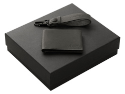 Подарочный набор Long River: кошелек, ремешок для ключей, Размер С лого, Цвет черный