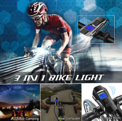Велосипедный фонарь + компьютер + звонок XA - 585-t6+2LED, micro USB ...